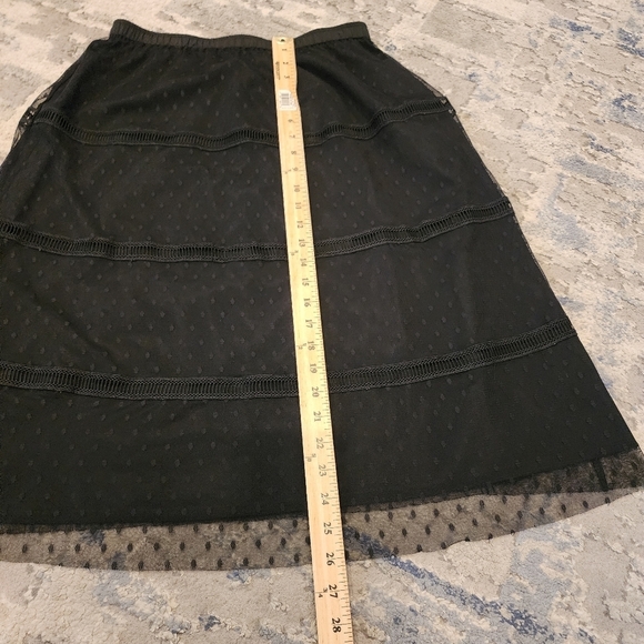 Downeast Mesh Overlay Polka Dot Lace Inset Pull On Skirt Size Small - Picture 8 of 16